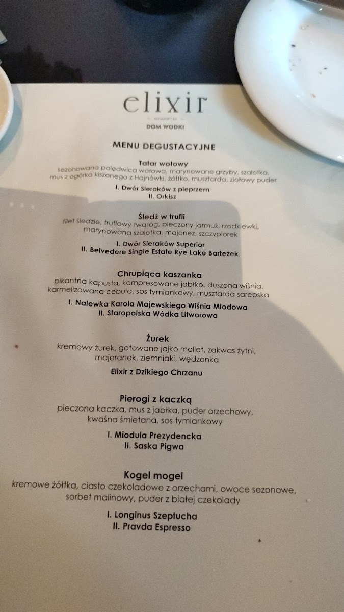 Menu Restauracja Elixir By Dom Wódki | Polish Restaurant Warsaw-10
