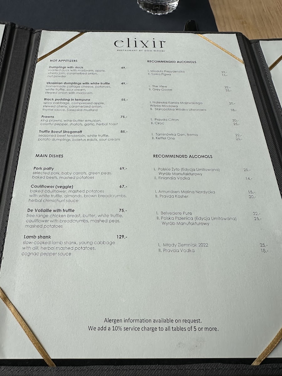 Menu Restauracja Elixir By Dom Wódki | Polish Restaurant Warsaw-2