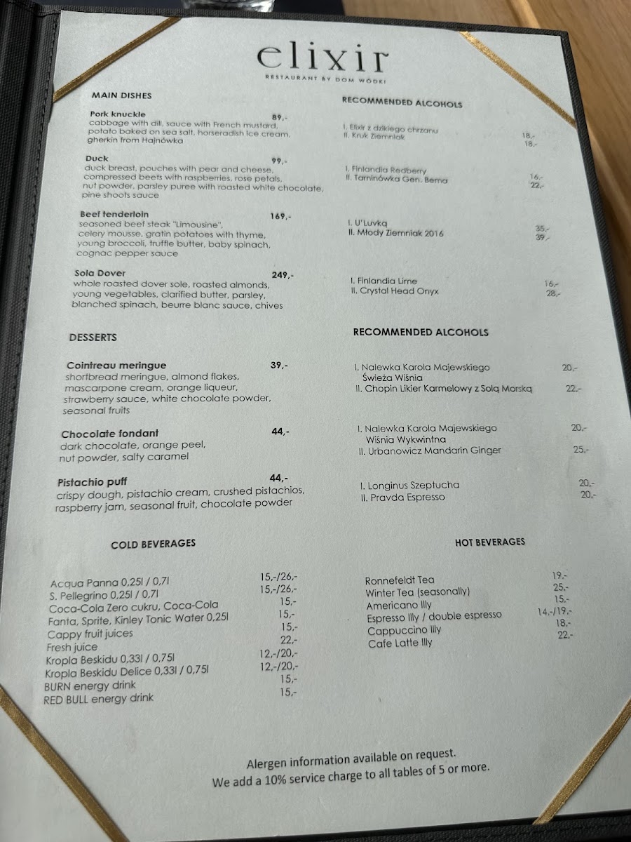 Menu Restauracja Elixir By Dom Wódki | Polish Restaurant Warsaw-3